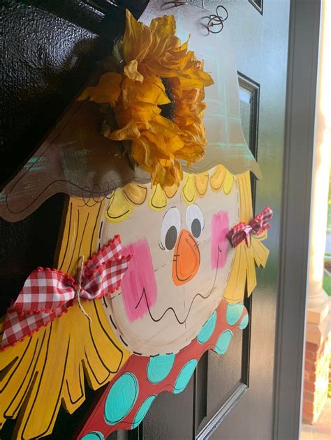 Fall Scarecrow Door Hanger Girl Scarecrow Harvest Autumn Door Decor