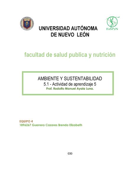 Eqp Actividad Ays Ambiente Y Sustentibilidad Universidad Aut