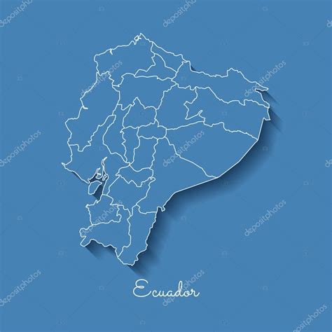 Ecuador Mappa Della Regione Blu Con Contorno Bianco E Ombra Su Sfondo