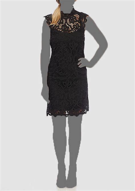 New 328 Laundry By Shelli Segal Womens Black Lace Mock Neck Sheath