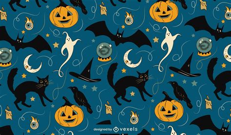 Halloween Spooky Elements Pattern Design Vector Download