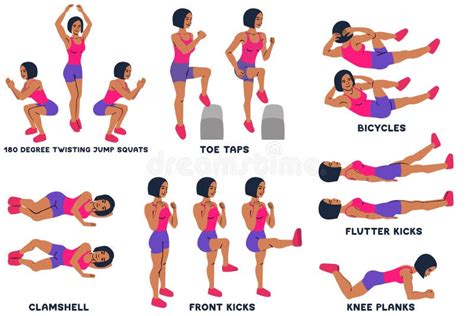 Push Ups Sport Exersice Silhouettes Of Woman Doing Exercise Workout