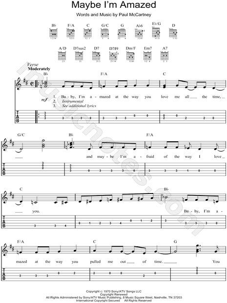 Paul Mccartney Maybe Im Amazed Guitar Tab In D Major Download