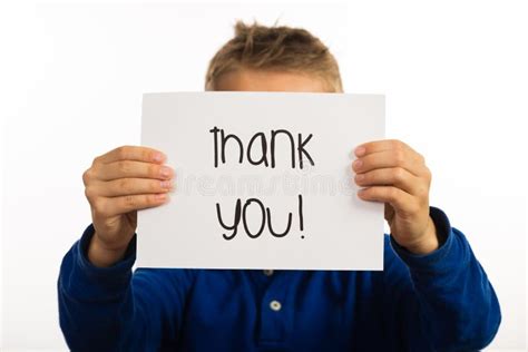 Child Holding Thank You Sign Stock Image Image Of White Fingers