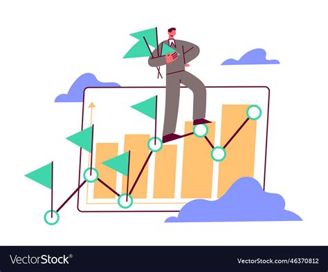 Businessman Stands On A Rising Chart And Flags Vector Image