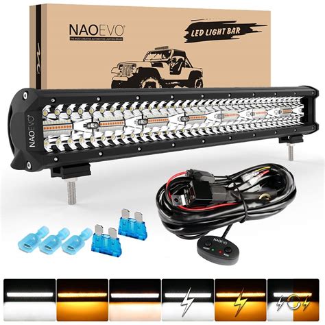 Buy Naoevo Inch W Led Light Bar Amber White Off Road Led Bar