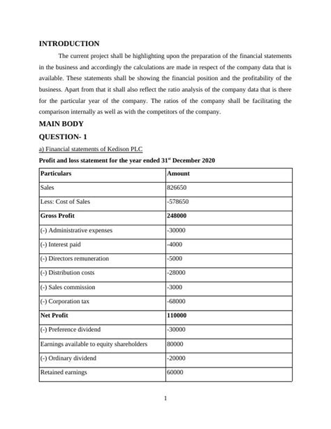 Accounting Fundamentals Preparation Of Financial Statements And Ratio