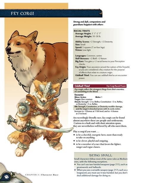 Fey Corgi Character Sheet Rdungeonsanddragons