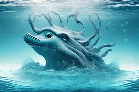 Mystic Water Creature Generative Ai Illustration Stock Illustration