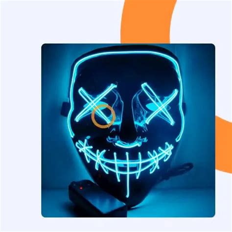 Hot Masquerade Party Funny Colorful Light Up Scary Cosplay Led Neon Halloween Mask Wholesale