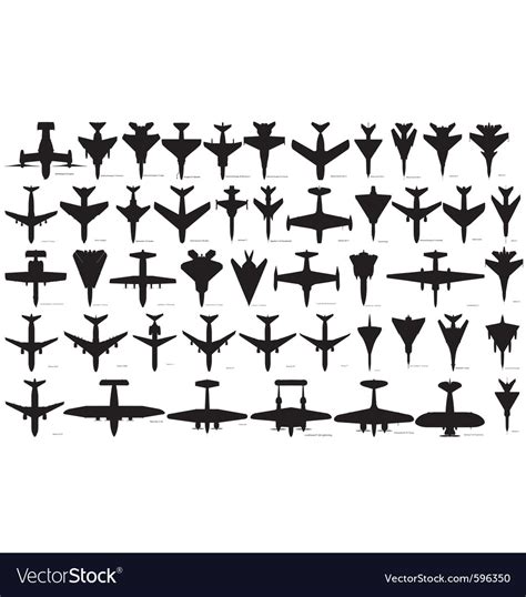 Military and civilian aircraft silhouettes Vector Image