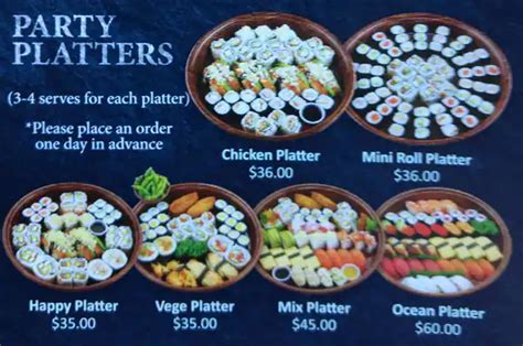 Menu At Sushi Train Restaurant Cannon Hill