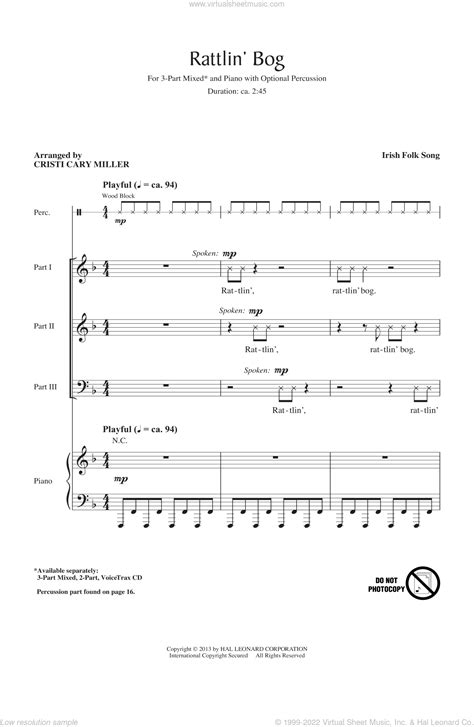 Rattlin Bog Sheet Music For Choir 3 Part Mixed Pdf