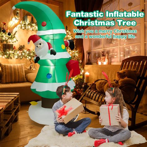 8 Feet Inflatable Christmas Tree With Santa Claus Costway