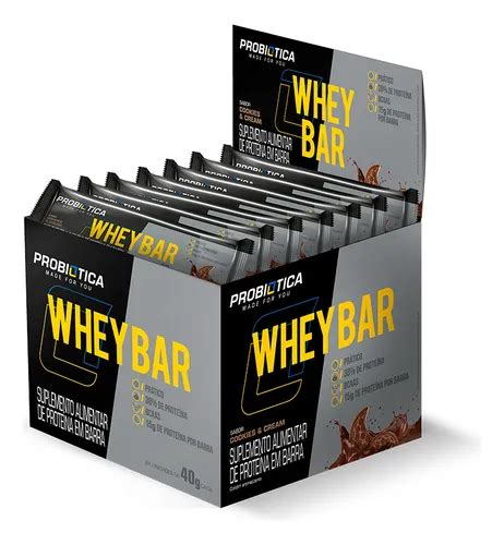 Melhor Barra De Proteína Low Carb - Barra De Proteina Whey Bar Low Carb 24 Barras Probiotica | Frete grátis