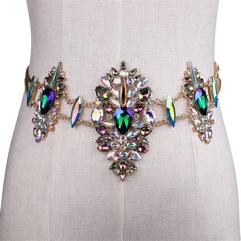 New Metal Chain Belts Women S Diamante Crystal Chain Belt Full