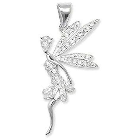 Pendentif avec strass en argent sterling Motif fée Clochette chaîne