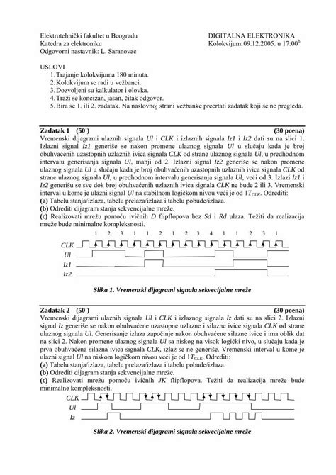 Pdf Elektrotehni Ki Fakultet U Beogradu Digitalna Elektronikatnt Etf