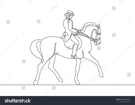 Continuous One Line Drawing Rider On Stock Vector (Royalty Free) 1024469245