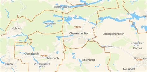 91097 Oberreichenbach Mittelfranken mit PLZ Karte und Straßenverzeichnis