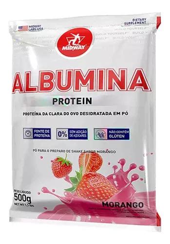 Proteína de clara de huevo con albúmina 500 g sabor a fresa Midway