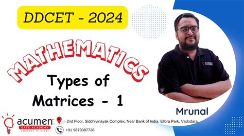 Ddcet Mathematics Types Of Matrices Diploma Gtu Youtube