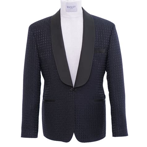 Blue Square Tuxedo Jacket Esclot Suit Tailors London