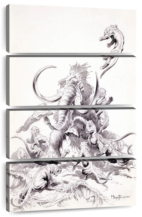 The Sabertooth Attack Wall Art Drawing By Frank Frazetta