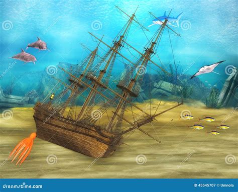 Shipwreck Underwater Stock Image 45545707