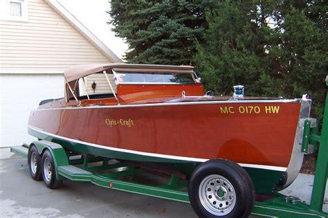 Feet Chris Craft Triple Cockpit Runabout Antique Boat