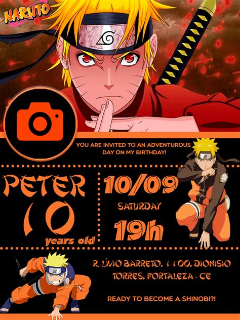 Fazer Convite Online Convite Digital Convite Naruto Sasuke Sakura