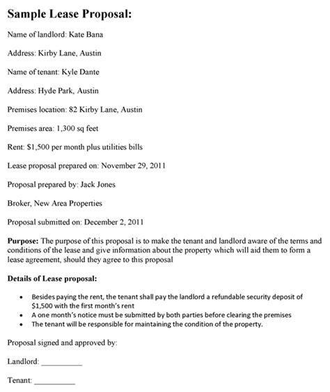 Lease Proposal Template