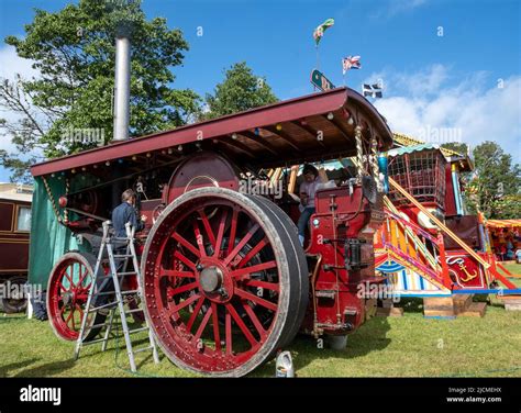 Dedicated Owner At Work On His Traction Engine Lovingly Restored And