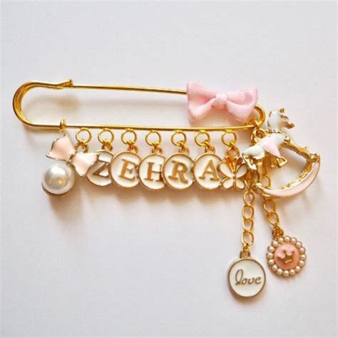 Lapel Pin With 10 Charms Pram Pin Baby Brooch Baby Girl Baby Boy