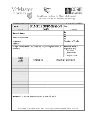 Fillable Online Sample Submission Form 2011 Doc Fax Email Print PdfFiller