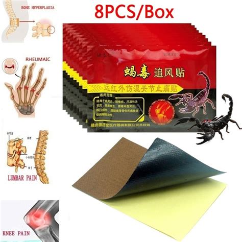 100 Authentic Home Essentials 8pcs Box Knee Joint Pain Relieving Patch Chinese Scorpion Venom