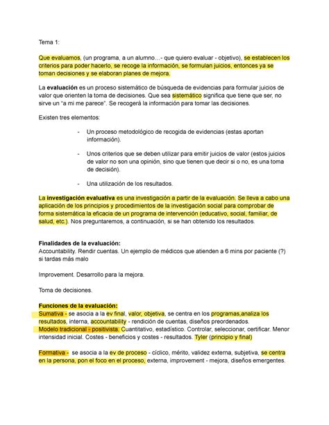 Apuntes de la parte teórica Tema 1 Que evaluamos un programa a un