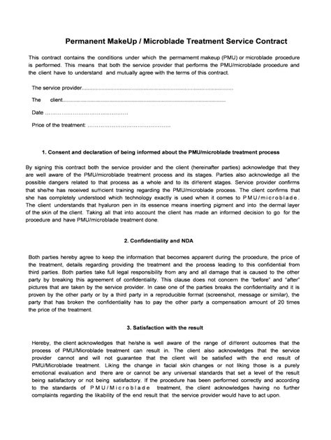 Permanent Makeup Consent Form Template Fill Online Printable