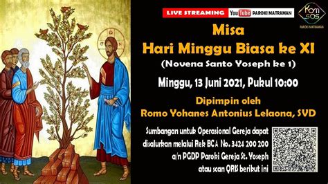 Live Streaming Misa Hari Minggu Biasa Ke Xi Juni Pukul