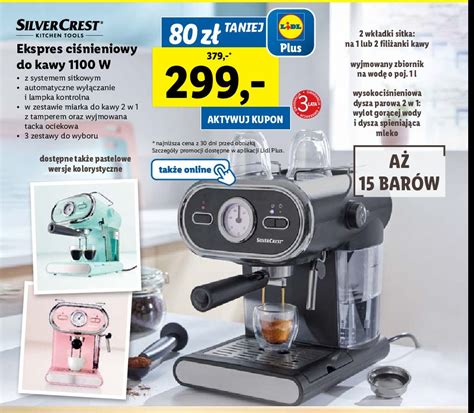 Ekspres ciśnieniowy do kawy 1100 w Silvercrest cena promocje