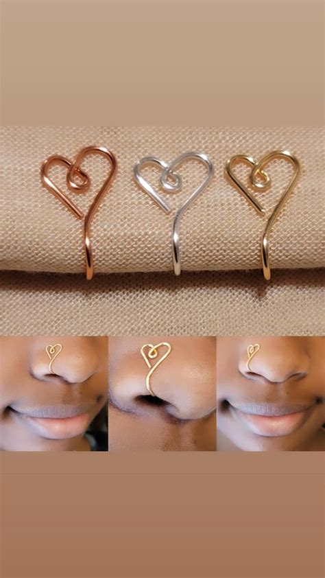 Heart Nose Cuff Afrocentric Nose Jewelry Faux Nose Ring Nose Clip