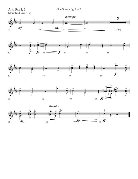 One Song Choral Anthem Satb Alto Sax Sheet Music Pdf Lifeway Choral