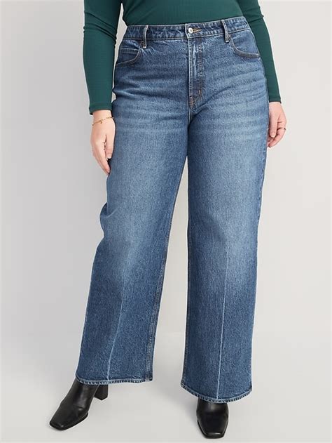 Extra High Waisted Sky Hi Wide Leg Jeans For Women Old Navy