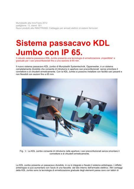 Sistema Passacavo KDL Jumbo Con IP 65 Murrplastik Systemtechnik