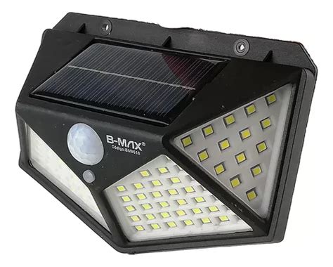 Luminária Parede Solar 100 Leds Bateria Luz Balizador Jardim