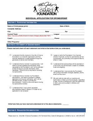 Fillable Online Individual Application For Sponsorship Fax Email Print