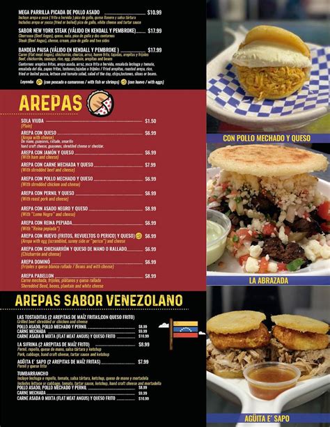 Menu at Sabor Venezolano Doral restaurant, Doral, NW 74th St