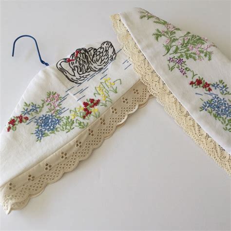 Padded Coathanger Cover Repurposed Embroidered Linen Etsy Australia