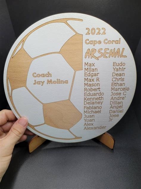 Soccer Coach Plaque Wood Laser Engraved 8x8 Including The Stand