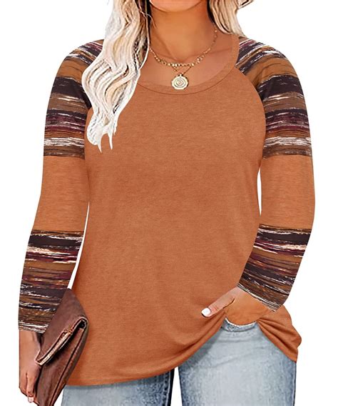 TIYOMI Plus Size Tops For Women Tie Dye Stripe V Neck T Shirt Striped